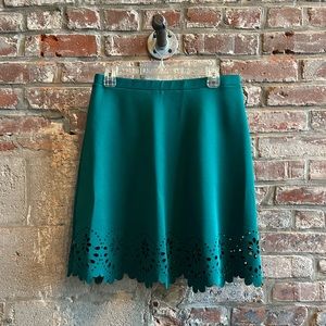 Emerald Green A-line Skirt with Cutout Detailing